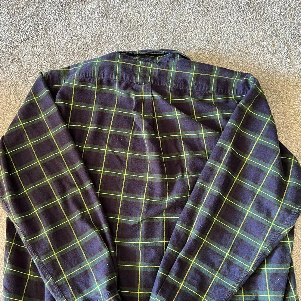 vintage Lauren Ralph Lauren shirt womens L blue green plaid button down‎ crest - Picture 6 of 10